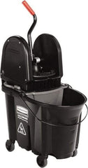 Rubbermaid - 35 Qt Plastic Steel Bucket & Wringer - 510.54mm Long x 927.1mm High x 398.78mm Wide, Black - Exact Industrial Supply