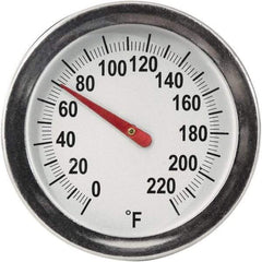 General - 8 Inch Long Stem, 2 Inch Dial Diameter, Back Connected Bi-Metal Thermometer - 220°Fahrenheit - Exact Industrial Supply