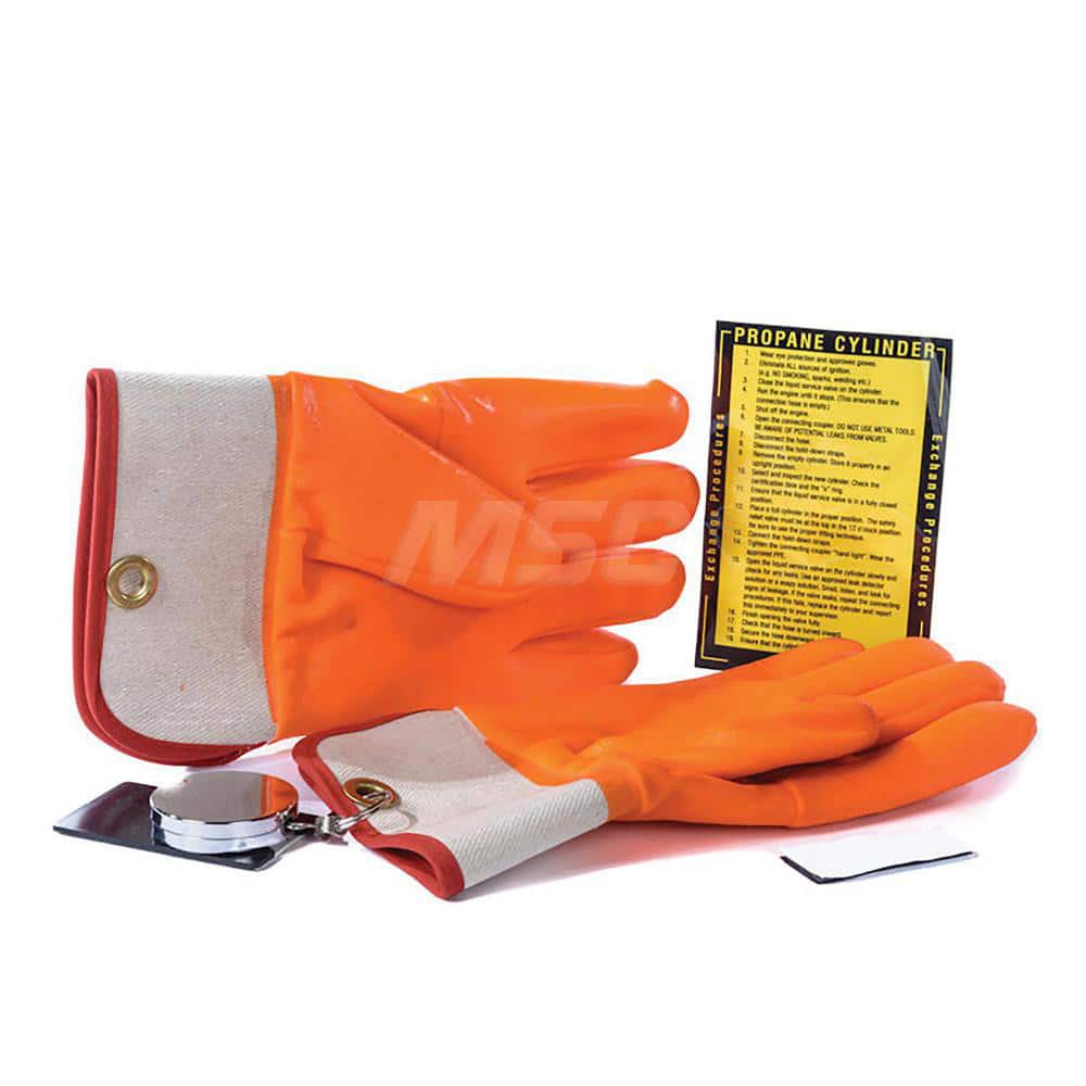 Chemical Resistant Gloves: Size Universal, 2.35 mm Thick, Polyvinylchloride-Coated, Polyvinylchloride, Unsupported Orange, Sandy