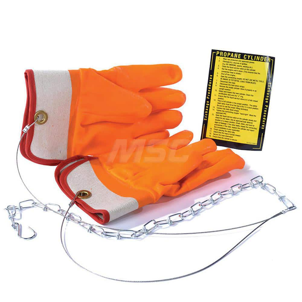 Chemical Resistant Gloves: Size Universal, 2.35 mm Thick, Polyvinylchloride-Coated, Polyvinylchloride, Unsupported Orange, Sandy