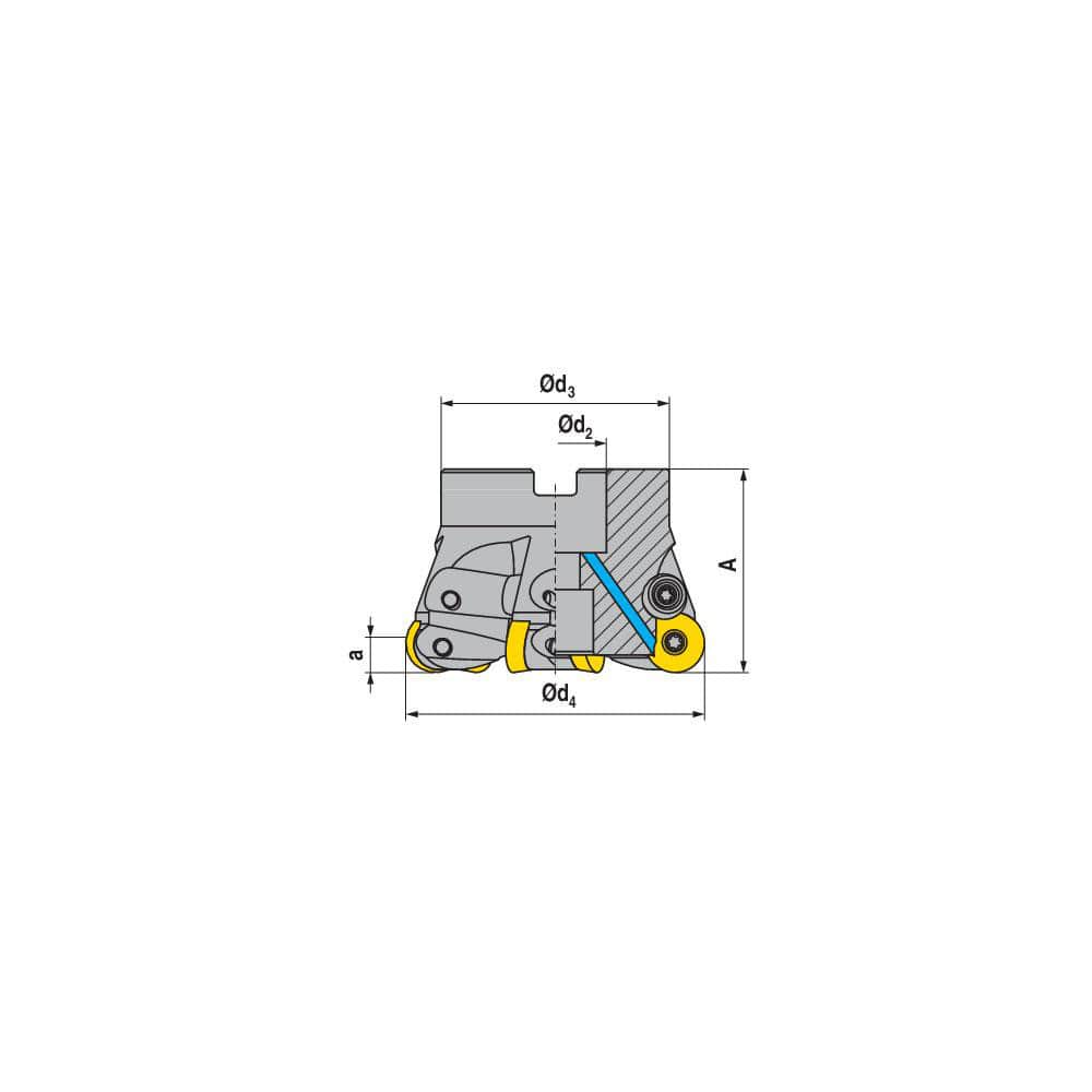 Indexable Copy Face Mills; Maximum Depth Of Cut: 4.10 mm; Compatible Insert Size Code: RD.X 1604..; Arbor Hole Diameter (mm): 22.00; Maximum Ramping Angle: 10.3  ™; Overall Height (mm): 53.00 mm; Series: R1007A-16; Number of Cutter Inserts: 5; Cutter Styl