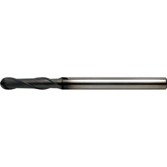 Ball End Mill: 2 Flute, Solid Carbide 80 mm OAL, Diamond Coated, Series DCB