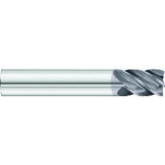 1/2 x 1/2 x 2 x 4 OAL .060 C/R 5 Flute Carbide End Mill - Round Shank-AlCrN Coated - Exact Industrial Supply