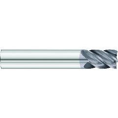 1/2 x 1/2 x 2 x 4 OAL .090 C/R 5 Flute Carbide End Mill - Round Shank-AlCrN Coated - Exact Industrial Supply