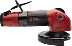 Chicago Pneumatic - 4-1/2" Wheel Diam, 12,000 RPM, Pneumatic Angle & Disc Grinder - 3/8-24 Spindle, 36.04 CFM, Rear Exhaust - Exact Industrial Supply