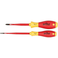 Wiha - 2 Piece Slotted, Phillips & Square Screwdriver Set - Bit Sizes: Philips #2, Comes in Vinyl Pouch - Exact Industrial Supply