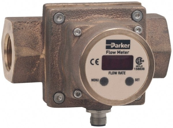 1/2″ FNPT Port Vortex Shedding Flowmeter 300 Max psi, 1.2 to 12 GPM, Bronze