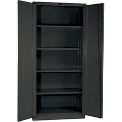 Hallowell - 4 Shelf Locking Storage Cabinet - Steel, 48" Wide x 24" Deep x 78" High, Gray - Exact Industrial Supply