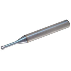 Vargus - 6-32 UN, 2.55mm Cutting Diam, 3 Flute, Solid Carbide Helical Flute Thread Mill - Internal Thread, 2.38mm LOC, 30mm OAL, 3mm Shank Diam - Exact Industrial Supply