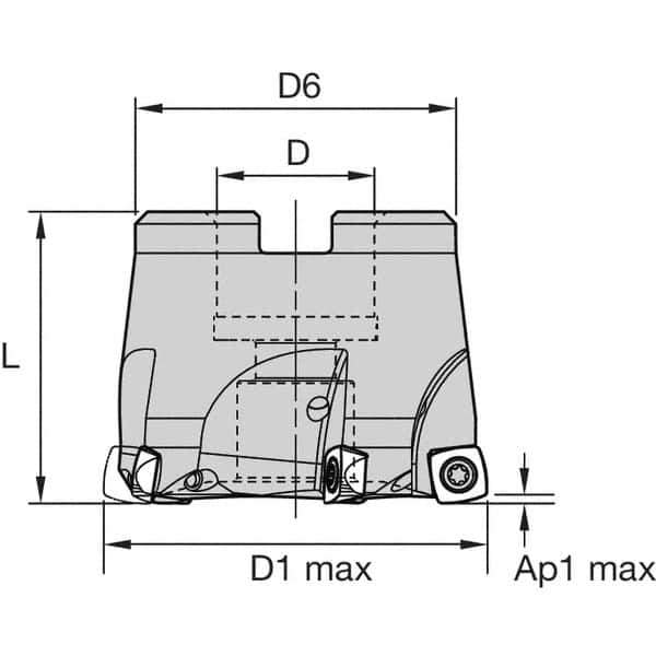 Kennametal - 9 Inserts, 66mm Cutter Diam, 1.5mm Max Depth of Cut, Indexable High-Feed Face Mill - 27mm Arbor Hole Diam, 50mm High, 7792VXD09 Toolholder, XD..090408 Inserts, Series 7792VX - Exact Industrial Supply