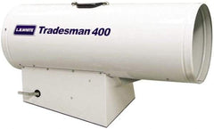 LB White - 250,000 to 400,000 BTU Rating, Propane Forced Air Heater with Thermostat - 9,000 Sq Ft Max Heating Area, 2 to 100 Lb Cylinders Capacity, Fuel with Propane - Exact Industrial Supply