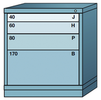 32.25 x 28.25 x 30'' (4 Drawers) - Pre-Engineered Modular Drawer Cabinet Bench Height (88 Compartments) - Exact Industrial Supply