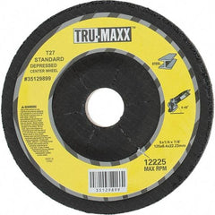 Tru-Maxx - 24 Grit, 5" Wheel Diam, 1/4" Wheel Thickness, 7/8" Arbor Hole, Type 27 Depressed Center Wheel - Coarse Grade, Aluminum Oxide, R Hardness, Compatible with Angle Grinder - Exact Industrial Supply
