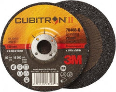 3M - 36 Grit, 4" Wheel Diam, 1/4" Wheel Thickness, 5/8" Arbor Hole, Type 27 Depressed Center Wheel - Coarse Grade, Ceramic, Resinoid Bond, Q Hardness, 15,000 Max RPM, Compatible with Angle Grinder - Exact Industrial Supply