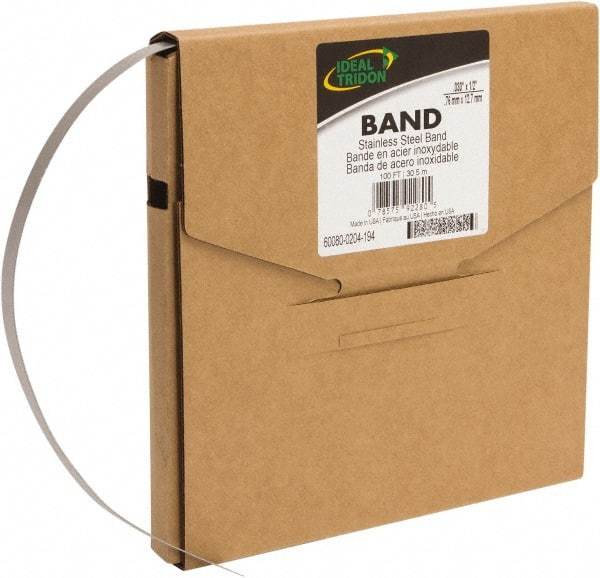 IDEAL TRIDON - Stainless Steel Banding Strap Roll - 1/4" Wide x 0.02" Thick - Exact Industrial Supply