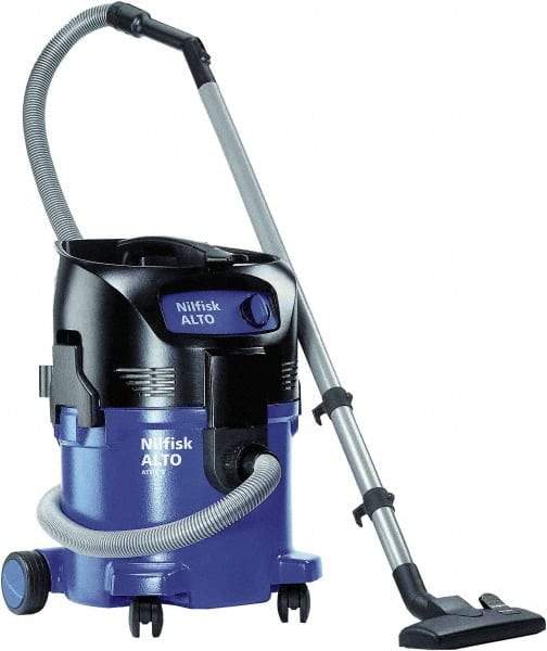 Nilfisk - 8 Gal Plastic Tank, Electric Powered Wet/Dry Vacuum - 1.34 Peak hp, 120 Volt, 8.3 Amps, 10' Hose Fitting, General Purpose Filter, Accessories Included - Exact Industrial Supply