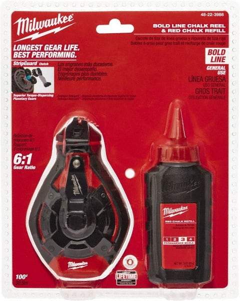 Milwaukee Tool - 100' Long Chalk Reel, Chalk, Line Level - Exact Industrial Supply