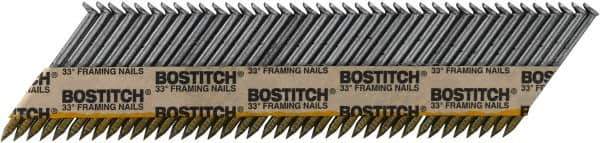 Stanley Bostitch - 12 Gauge 0.113" Shank Diam 2" Long Framing Nails for Power Nailers - Steel, Bright Finish, Smooth Shank, Angled Stick Paper Tape Collation, Round Head - Exact Industrial Supply