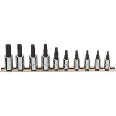 Proto - 10 Piece 1/4 & 3/8" Drive Torx Bit Socket Set - T10 to T55 Torx, Comes in Rail - Exact Industrial Supply