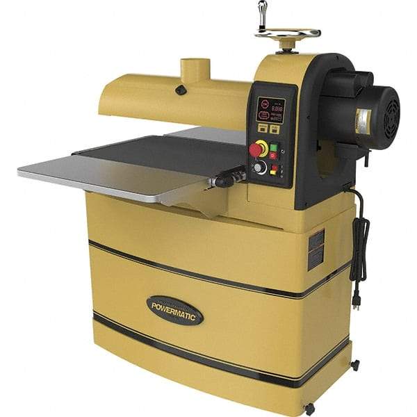 Powermatic - 5" Diam x 22" Long, Single Phase Floor Drum Sanding Machine - 4" Sanding Depth, 2-3/8 to 4" Thick x 44" Wide Workpiece - Exact Industrial Supply