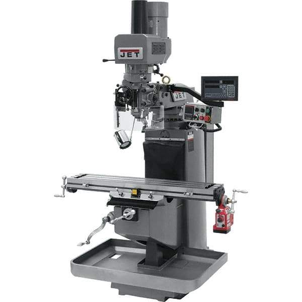 Jet - 9" Table Width x 49" Table Length, Electronic Variable Speed Control, 3 Phase Knee Milling Machine - 3 hp - Exact Industrial Supply