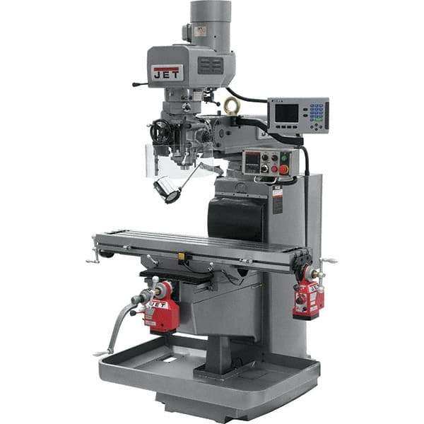 Jet - 10" Table Width x 50" Table Length, Electronic Variable Speed Control, 3 Phase Knee Milling Machine - 3 hp - Exact Industrial Supply