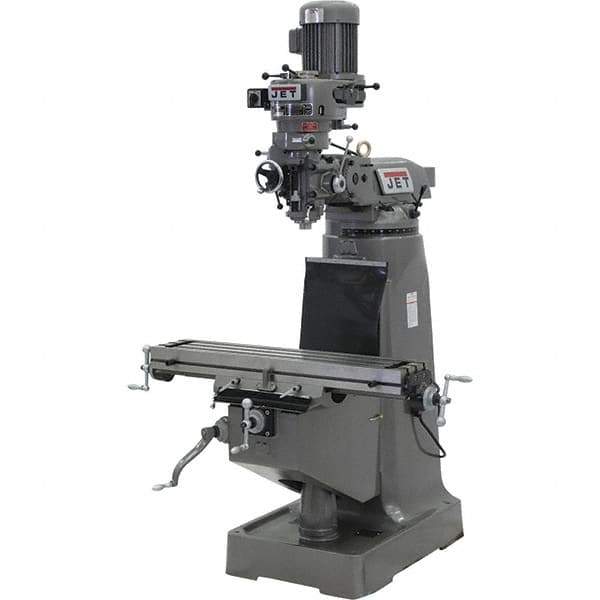 Jet - 9" Table Width x 42" Table Length, Step Pulley Control, 1 Phase Knee Milling Machine - 2 hp - Exact Industrial Supply