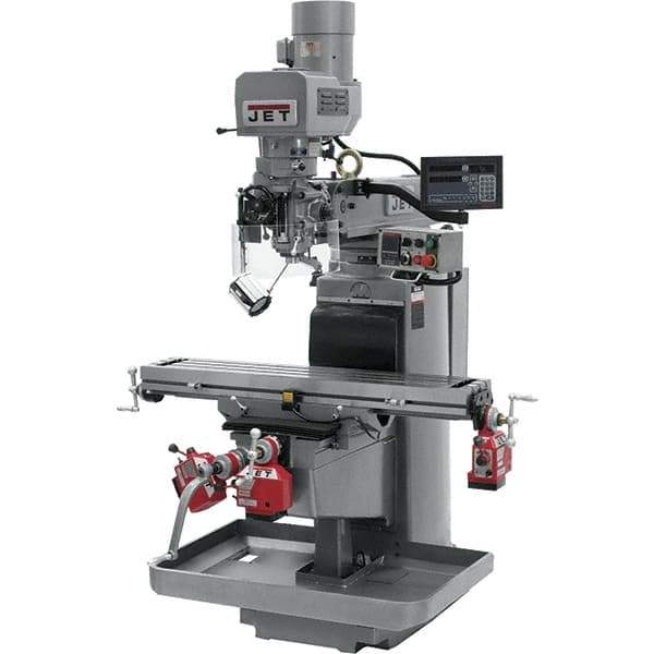 Jet - 10" Table Width x 50" Table Length, Electronic Variable Speed Control, 3 Phase Knee Milling Machine - 3 hp - Exact Industrial Supply