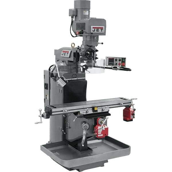 Jet - 9" Table Width x 49" Table Length, Electronic Variable Speed Control, 3 Phase Knee Milling Machine - 3 hp - Exact Industrial Supply