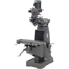 Jet - 9" Table Width x 42" Table Length, Step Pulley Control, 3 Phase Knee Milling Machine - 2 hp - Exact Industrial Supply