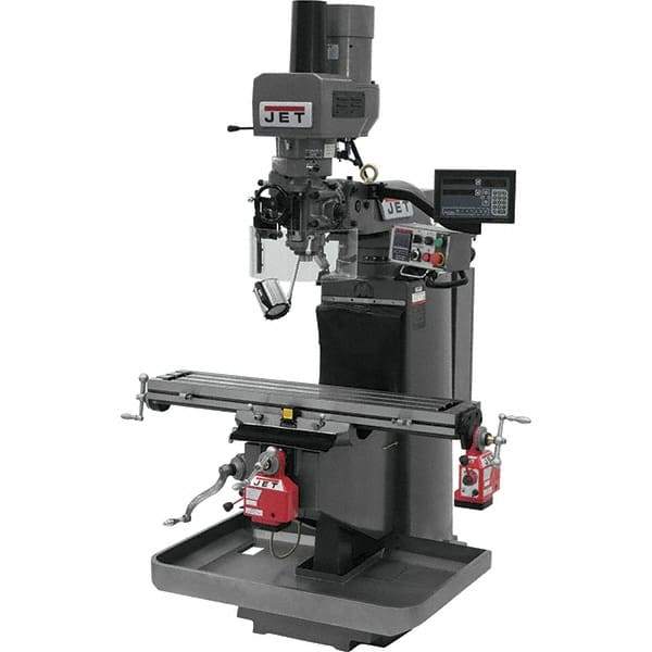 Jet - 9" Table Width x 49" Table Length, Electronic Variable Speed Control, 3 Phase Knee Milling Machine - 3 hp - Exact Industrial Supply