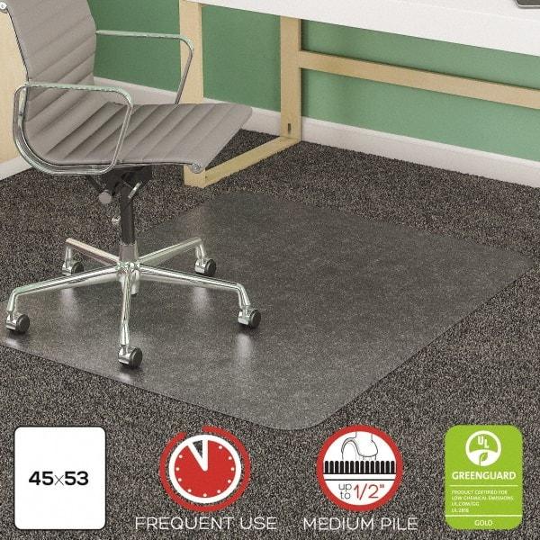 Deflect-o - 53" Long x 45" Wide, Chair Mat - Rectangular, Beveled Edge Style - Exact Industrial Supply
