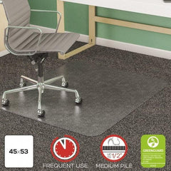 Deflect-o - 53" Long x 45" Wide, Chair Mat - Rectangular, Beveled Edge Style - Exact Industrial Supply