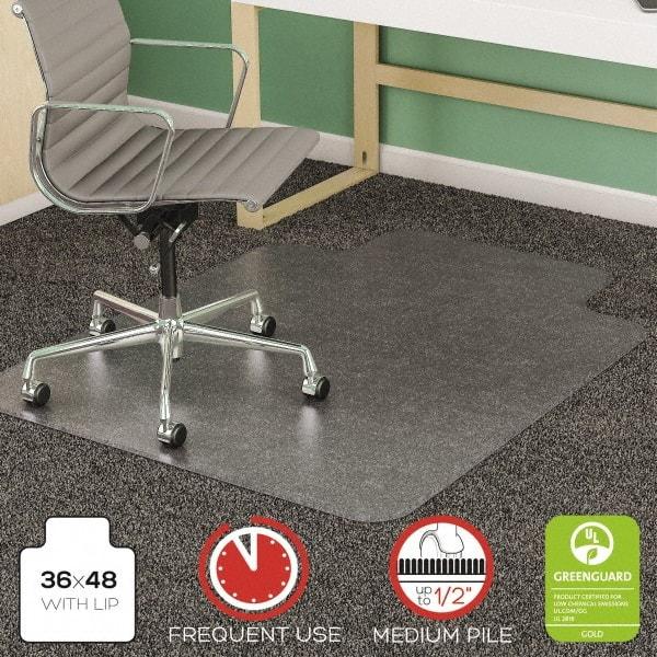 Deflect-o - 48" Long x 36" Wide, Chair Mat - Rectangular, Beveled Edge Style - Exact Industrial Supply