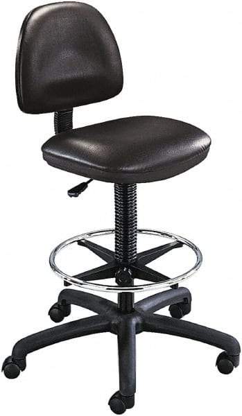 Safco - 25 Inch Wide x 25 Inch Deep x 54 Inch High, Swivel Base, Drafting Chair Stool - Vinyl Seat, Black - Exact Industrial Supply