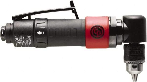 Chicago Pneumatic - 3/8" Reversible Keyed Chuck - Right Angle Handle, 2,000 RPM, 0.3 hp, 90 psi - Exact Industrial Supply