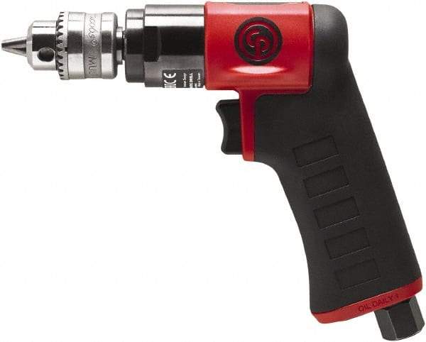 Chicago Pneumatic - 1/4" Keyed Chuck - Pistol Grip Handle, 3,300 RPM, 0.3 hp, 90 psi - Exact Industrial Supply