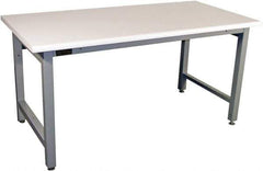 Proline - 72 Wide x 30" Deep x 36" High, Plastic Laminate Workbench - Adjustable Height Legs, Gray - Exact Industrial Supply