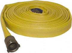 Dixon Valve & Coupling - 1-1/2" ID, 225 Working psi, White Polyester/Rubber Fire Hose, Single Jacket - Male x Female NST (NH) Ends, 50' Long, 675 Burst psi - Exact Industrial Supply