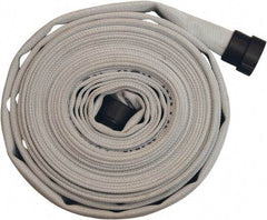 Dixon Valve & Coupling - 1-1/2" ID, 135 Working psi, White Polyester/Rubber Fire Hose, Single Jacket - Male x Female NPSH Ends, 50' Long, 405 Burst psi - Exact Industrial Supply