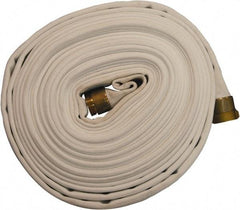 Dixon Valve & Coupling - 1-1/2" ID, 135 Working psi, White Polyester/Rubber Fire Hose, Single Jacket - Male x Female NST (NH) Ends, 50' Long, 405 Burst psi - Exact Industrial Supply