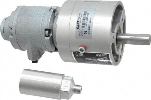 Gast - 1/3 hp Reversible Face Air Actuated Motor - 15:1 Gear Ratio, 400 Max RPM, 7.31" OAL, 1/2" Shaft Diam - Exact Industrial Supply
