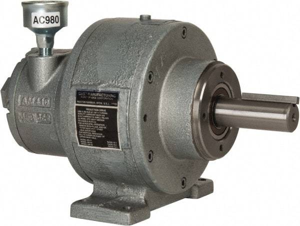 Gast - 1-1/2 hp Reversible Face/Foot Air Actuated Motor - 10:1 Gear Ratio, 300 Max RPM, 11.56" OAL, 1" Shaft Diam - Exact Industrial Supply