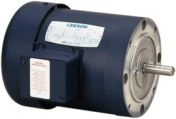 Leeson - 1/2 Max hp, 1,725 Max RPM, Electric AC DC Motor - 208-230/460 V Input, Three Phase, 56C Frame - Exact Industrial Supply