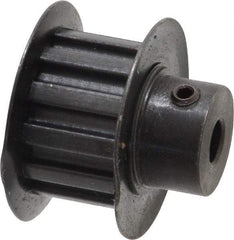 Power Drive - 12 Tooth, 3/16" Inside x 0.744" Outside Diam, Timing Belt Pulley - 1/4, 3/8" Belt Width, 0.764" Pitch Diam, Steel & Cast Iron - Exact Industrial Supply