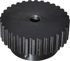 Power Drive - 32 Tooth, 5/16" Inside x 2.017" Outside Diam, Timing Belt Pulley - 1/4, 3/8" Belt Width, 2.037" Pitch Diam, Steel & Cast Iron - Exact Industrial Supply