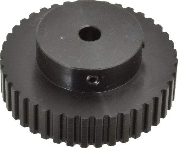 Power Drive - 40 Tooth, 5/16" Inside x 2.526" Outside Diam, Timing Belt Pulley - 1/4, 3/8" Belt Width, 2.546" Pitch Diam, Steel & Cast Iron - Exact Industrial Supply
