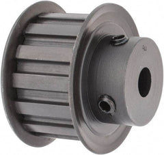 Power Drive - 14 Tooth, 3/8" Inside x 1.641" Outside Diam, Timing Belt Pulley - 3/4" Belt Width, 1.671" Pitch Diam, Steel & Cast Iron - Exact Industrial Supply