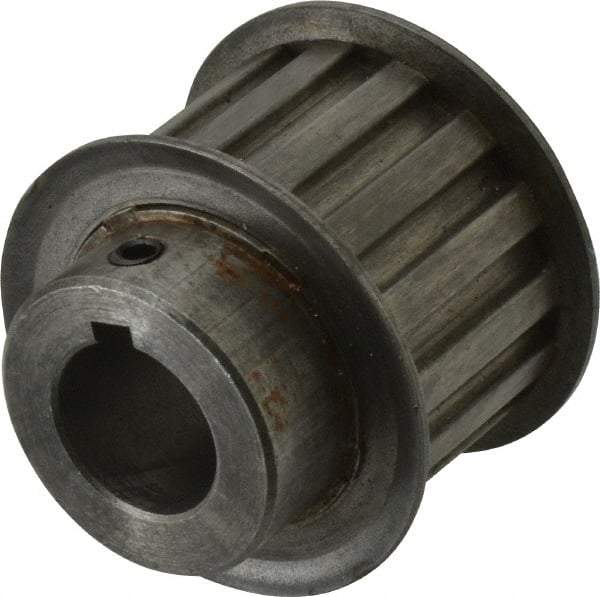 Power Drive - 15 Tooth, 3/4" Inside x 1.76" Outside Diam, Timing Belt Pulley - 1" Belt Width, 1.79" Pitch Diam, Steel & Cast Iron - Exact Industrial Supply