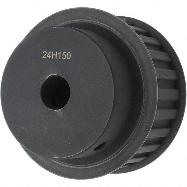 Power Drive - 24 Tooth, 3/4" Inside x 3.766" Outside Diam, Timing Belt Pulley - 1-1/2" Belt Width, 3.82" Pitch Diam, Steel & Cast Iron - Exact Industrial Supply